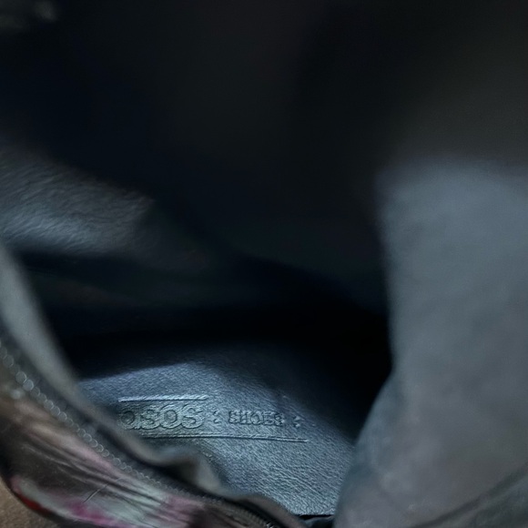 Women’s Black Leather ASOS Square Toe Side Zipper Chunky Block Heel Ankle Boots - Picture 8 of 10